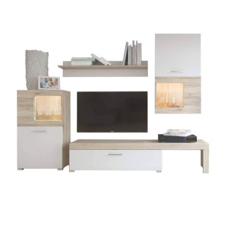 Mueble de salón modular SAONA color roble y blanco de 215 cm