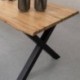 Mesa de comedor BORA sobre de MDF color roble y patas metálicas color negro 180x90x75 cm