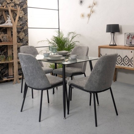 Conjunto de comedor de diseño nórdico MELAKA mesa extensible y 4 silla