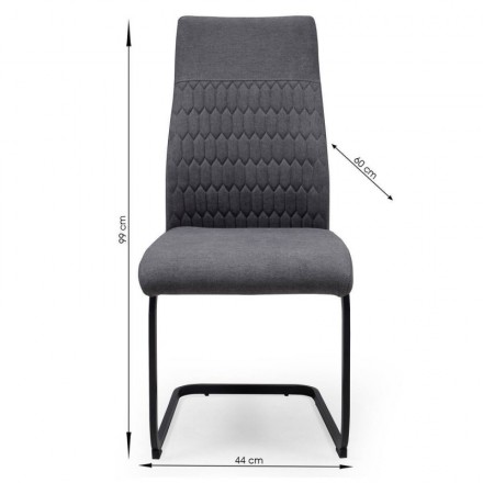 Pack de 4 sillas de comedor NIRVANA, tapizadas en tela, patas omega metálicas color negro