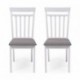 Pack de 2 sillas de comedor o cocina KANSAS madera y MDF color blanco asiento tapizado color gris