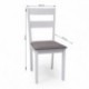 Juego de 2 sillas de comedor o cocina DALLAS estructura madera color blanco asiento tapizado color gris