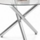 Mesa de comedor redonda BRISA cristal transparente y patas de metal cromado 110 cm