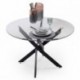 Mesa de comedor redonda BLACK DALILA cristal templado y estructura metálica en acabado color negro de 110x73 cm