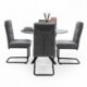 Conjunto de comedor DIANA DALILA, mesa de cristal templado estructura metálica color negro y 4 sillas tapizadas