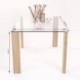 Conjunto de comedor GEMA ROSSET, mesa de cristal 140x90 cm, 4 sillas tapizadas color beige