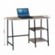 Mesa escritorio de diseño industrial LOFT, estructura metálica, sobre y tres baldas de MDF, color negro y roble, de 110x50x75 cm