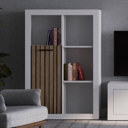Mueble de salón modular FORMENTERA WHITE, color blanco y madera, de 270 cm