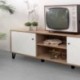 Mueble de TV BILBO, color roble y blanco, 183,4x40x55,2 cm