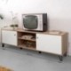 Mueble de TV BILBO, color roble y blanco, 183,4x40x55,2 cm