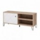 Mueble de TV BILBO, color roble y blanco, 123,4x40x55,2 cm