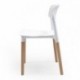 Silla de comedor de diseño nórdico CALAS, asiento de polipropileno color blanco, patas de madera de haya