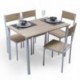 Conjunto de cocina KOLDO, mesa de 110x70 cm y 4 sillas, color roble y blanco