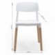 Pack de 4 sillas de comedor de diseño nórdico CALAS, asiento de polipropileno color blanco, patas de madera de haya