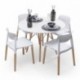 Conjunto de comedor CALAS TOWER WHITE 100, mesa redonda de 100 cm, 4 sillas de diseño nórdico