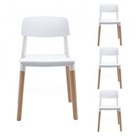 Conjunto de comedor CALAS TOWER WHITE 120, mesa de 120x80 cm, 4 sillas de diseño nórdico