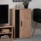 Mueble de salón modular IBIZA BLACK color artisan y negro de 190 cm