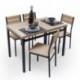 Conjunto de cocina KILIAN, mesa de 110x70 cm y 4 sillas, color roble y negro