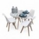 Conjunto de comedor TOWER DAY CRISTAL mesa de cristal redonda de 100 cm y 4 sillas DAY