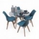 Conjunto de comedor TOWER DAY CRISTAL mesa de cristal redonda de 100 cm y 4 sillas DAY