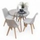 Conjunto de comedor TOWER DAY CRISTAL mesa de cristal redonda de 100 cm y 4 sillas DAY