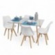 onjunto de comedor CAIRO DAY mesa de cristal de 120x79,5 cm y 4 sillas DAY