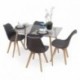 Conjunto de comedor CAIRO DAY mesa de cristal de 120x79,5 cm y 4 sillas DAY