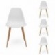 Pack de 4 sillas de comedor CAIRO WHITE asiento de polipropileno color blanco y patas de metal símil madera