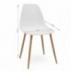 Pack de 4 sillas de comedor CAIRO WHITE asiento de polipropileno color blanco y patas de metal símil madera