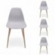 Pack de 4 sillas de comedor CAIRO WHITE asiento de polipropileno color blanco y patas de metal símil madera