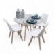 Conjunto de comedor TOWER 90 DAY CRISTAL mesa de cristal redonda de 9 cm y 4 sillas DAY