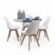 Conjunto de comedor TOWER 90 DAY CRISTAL mesa de cristal redonda de 90 cm y 4 sillas DAY