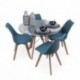 Conjunto de comedor TOWER 90 DAY CRISTAL mesa de cristal redonda de 9 cm y 4 sillas DAY