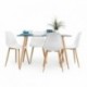 Conjunto de comedor CAIRO NORDIC, mesa de cristal de 120x79,5 cm, 4 sillas nórdicas