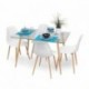Conjunto de comedor CAIRO NORDIC, mesa de cristal de 120x79,5 cm, 4 sillas nórdicas