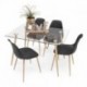 Conjunto de comedor CAIRO NORDIC, mesa de cristal de 120x79,5 cm, 4 sillas nórdicas