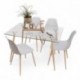 Conjunto de comedor CAIRO NORDIC, mesa de cristal de 120x79,5 cm, 4 sillas nórdicas