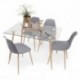 Conjunto de comedor CAIRO NORDIC, mesa de cristal de 120x79,5 cm, 4 sillas nórdicas