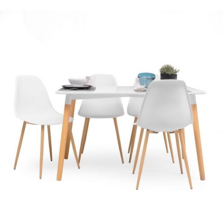 Conjunto de comedor CAIRO TOWER NORDIC mesa Tower 120x80 cm y 4 sillas Nordic