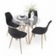 Conjunto de comedor TOWER CAIRO NORDIC 90, mesa redonda de cristal de 90 cm y 4 sillas CAIRO NORDIC