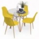 Conjunto de comedor TOWER CAIRO NORDIC 90, mesa redonda de cristal de 90 cm y 4 sillas CAIRO NORDIC