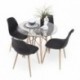 Conjunto de comedor TOWER CAIRO NORDIC mesa redonda de cristal de 100 cm y 4 sillas CAIRO NORDIC