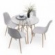 Conjunto de comedor TOWER CAIRO NORDIC mesa redonda de cristal de 100 cm y 4 sillas CAIRO NORDIC