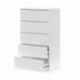 Cómoda de diseño moderno con 5 cajones SHEILA, tablero de partículas melaminizado color blanco nordic, 60x40x110 cm