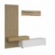 Mueble modular para salón Rebeka de 209 cm. Color artisan nudoso y blanco.