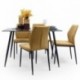CONJUNTO DE COMEDOR CAIRO MARINA. MESA DE CRISTAL DE 120X80 CM, PATAS METÁLICAS NEGRO Y 4 SILLAS TAPIZADAS BAUHAUS MEDIDAS MESA: