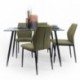 CONJUNTO DE COMEDOR CAIRO MARINA. MESA DE CRISTAL DE 120X80 CM, PATAS METÁLICAS NEGRO Y 4 SILLAS TAPIZADAS BAUHAUS MEDIDAS MESA: