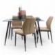 CONJUNTO DE COMEDOR CAIRO MARINA. MESA DE CRISTAL DE 120X80 CM, PATAS METÁLICAS NEGRO Y 4 SILLAS TAPIZADAS BAUHAUS MEDIDAS MESA: