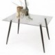 CONJUNTO DE COMEDOR CAIRO MARINA. MESA DE CRISTAL DE 120X80 CM, PATAS METÁLICAS NEGRO Y 4 SILLAS TAPIZADAS BAUHAUS MEDIDAS MESA: