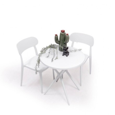 Conjunto de jardín Mesa velador JARA + 2 Sillas EYRE en polipropileno